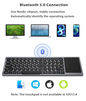 Nouveau clavier portable sans fil BT en plastique pliable avec pavé tactile ultra fin rechargeable pour téléphone portable et tablette