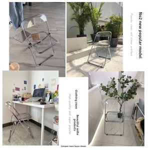 Transparent <strong>Folding</strong> Ins Style Dining <strong>Chair</strong> Fashionable Makeup <strong>Chair</strong> for Clothing Store Hotel Internet Celebrity <strong>Chair</strong> - Product Image 2