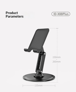 Support de téléphone de bureau en alliage d'aluminium avec base rotative à 360°, design pliable et flexible, hauteur réglable, pour téléphones de 2 à 8 pouces, C300 OEM - Product Image 6