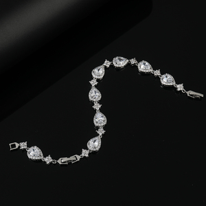 Bracciale <span class=keywords><strong>da</strong></span> <span class=keywords><strong>Donna</strong></span> Stile Lusso Retrò di Alta Qualità con Zirconi Pieni Scintillanti a Forma di Goccia Braccialetti Tennis - Product Image 6