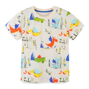 Vente chaude, vêtements <span class=keywords><strong>d</strong></span>écontractés <span class=keywords><strong>d</strong></span>'été pour enfants, imprimé de dessins animés, 100% coton, t-shirt à manches courtes pour garçon - Product Image 1