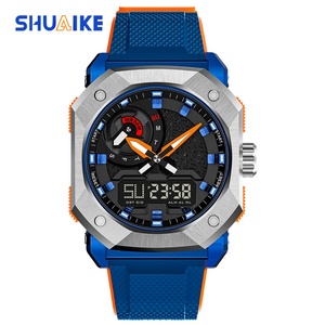 New Fashion Sports Men Quartz WatchDual Screen Electronic <b>Watch</b> Stainless Steel Luminous Dial PlasticStrap Waterproof <b>Watch</b> - Product Image 5