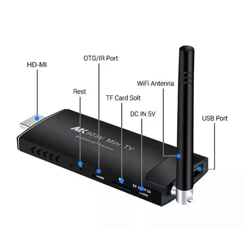 Thâm quyến nhà máy hiệu suất cao Android TV Box 4K với IR từ xa trên toàn thế giới phiên bản hỗ trợ Wifi Bluetooth Android TV Stick 4k