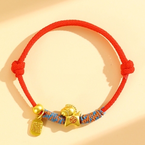 Braccialetto Etnico Intrecciato in Ferro Rosso YL 2026 Anno del Cavallo per Bambini e Coppie, <span class=keywords><strong>Design</strong></span> Zodiacale con Cinque Benedizioni, Regalo di Capodanno - Product Image 4