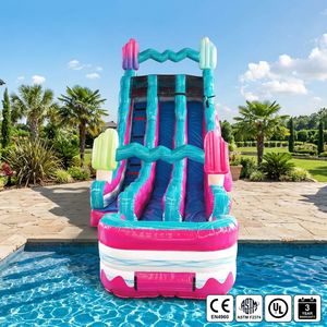 Toboggan aquatique gonflable écologique à double piste, capacité 600 kg, personnalisable, pour fêtes d'été pour enfants, <span class=keywords><strong>jardin</strong></span>, CE EN4960 - Product Image 3