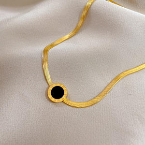 Collar de Acero Inoxidable y Titanio para Mujer, Collar de Lujo Redondo para Banquete, Boda, Oro - Product Image 3