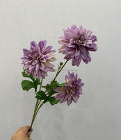 Dahlias artificiels de haute qualité, 3 têtes, longues tiges, pour la décoration de la maison et des mariages