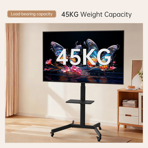 Verstellbarer TV-Ständer aus Stahl mit Rollen für Büro, Hotel oder Einzelhandel - Mobiler Wagen mit Drehhalterung für 65-Zoll LCD/LED-Fernseher - Product Image 6