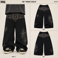 Pantalon de survêtement ultra ample 430GSM avec panneau latéral Thorn, imprimé métallique, effet vieilli, délavage vintage, rivets gunmetal, style streetwear, OEM ODM