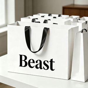 Sac à main promotionnel en papier couché mat de luxe, écologique et durable, avec poignées personnalisées pour boîte cadeau - Product Image 2