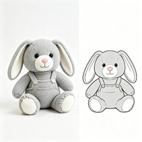 Jouet en peluche tricoté lapin gris mignon, personnalisable, dessin animé, animal en peluche doux, poupée 15cm/20cm/25cm, vente en gros, jouet en peluche personnalisé