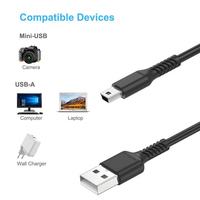 Mini câble de données de charge USB 2.0 noir personnalisé Veste en PVC Type-A à Mini-b mâle pour téléphone portable