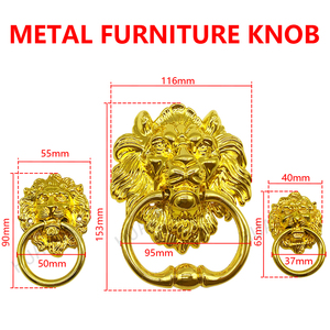 Tiradores de Puerta Decorativos con Forma de León Dorado de HUAWEI, Tiradores de Puerta con Cabeza de Animal - Product Image 4