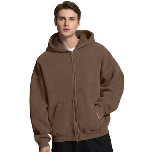 Sudadera con capucha oversize de forro polar con cremallera completa para hombre, estilo streetwear, con logo personalizado, proveedor de marca privada, capucha personalizada - Product Image 1