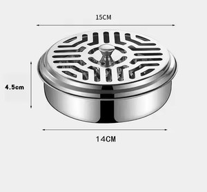 Metall Runde Weihrauch Moskito Spule Tablett Feuerfeste Mesh Edelstahl Moskito Spule Box mit Deckel Moskito Spule Halter - Product Image 4
