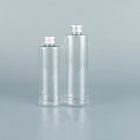 Bouteille en plastique PET transparente, blanche ou marron, à épaule plate, de 250 ml ou 350 ml, pour lotion ou toner, avec bouchon à vis en aluminium noir, or ou argent