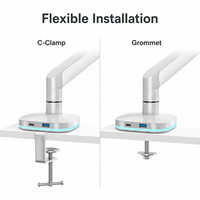 Support de moniteur à ressort à gaz blanc de qualité supérieure, fixation simple pour bureau, mouvement complet, réglage ergonomique de la hauteur, pour écran de 17 à 32 pouces