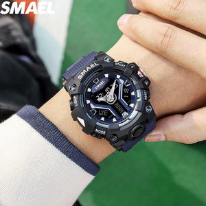 SMAEL 8075 Dual Display Quartz Watch Multi Color Option 30-50M Waterproof PU Strap Outdoor Sports Wristwatch - Product Image 4