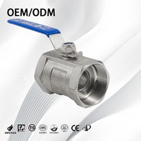 Vanne à bille manuelle en acier inoxydable 304/316, 1 pièce, filetage NPT, joint PTFE, vanne à bille industrielle monobloc pour eau, huile, gaz