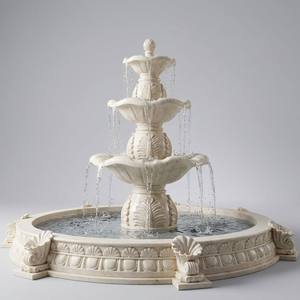 Projet <span class=keywords><strong>de</strong></span> décoration paysagère <span class=keywords><strong>de</strong></span> villa <span class=keywords><strong>de</strong></span> luxe, fontaine d'eau à 3 niveaux en marbre blanc naturel sculpté à la main pour <span class=keywords><strong>jardin</strong></span> extérieur avec grand <span class=keywords><strong>bassin</strong></span> - Product Image 3