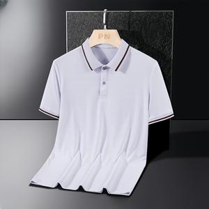 Polo de Alta Calidad y Elasticidad <span class=keywords><strong>para</strong></span> <span class=keywords><strong>Caballero</strong></span>, Camiseta de Manga Corta con Tacto Fresco de Seda de Hielo - Product Image 3