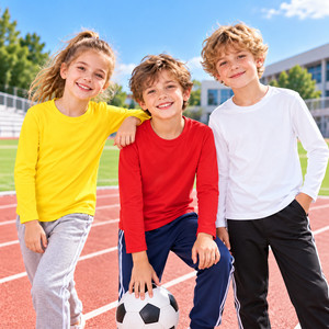 Camiseta de Manga Corta para Niños con Logotipo Personalizado, 150 GSM, Mezcla de Algodón y Poliéster, Cuello Redondo, Deportiva, Ecológica, de Secado Rápido - Product Image 4