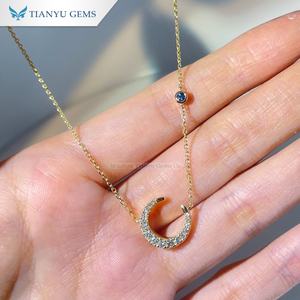 तियानु रत्ने गोल कट लैब हील्स के आकार के पेलेंट हार को 10k 14k 18k 18k पीले सोने का हार - Product Image 2