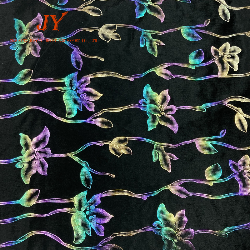 OEM принять платье для костюма для девушек, снежный принт, тянущийся бархат, специальная ткань с разноцветным фольгированным узором