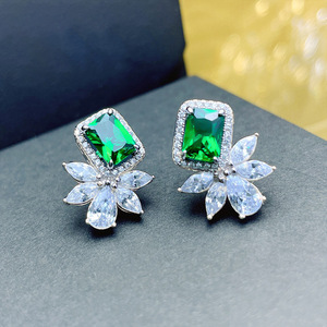 Vintage <b>Emerald</b> Cut <b>Stud</b> Earrings Minimal Geometric Square Design Women Fashion Jewelry Elegant Daily Wear Gift - Product Image 4