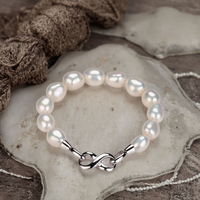 Bijoux classiques pour femmes perle naturelle d'eau douce blanche 9-10mm Bracelet perlé de perles baroques