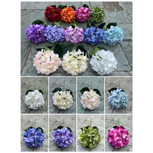 Venta al por mayor pintura al óleo de hortensia de <span class=keywords><strong>Ross</strong></span> de una sola cabeza decoración de fondo de camino de boda artificial competitivo nuevo para extranjeros - Product Image 3
