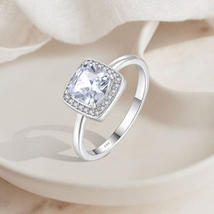 Bagues de fiançailles classiques en argent sterling 925 véritable avec zircon, pour femmes, romantiques, pour mariage - Product Image 3