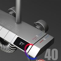Système de douche thermostatique STOCCO de luxe en laiton avec barre coulissante à double poignée et clavier de piano numérique, pour hôtels et villas
