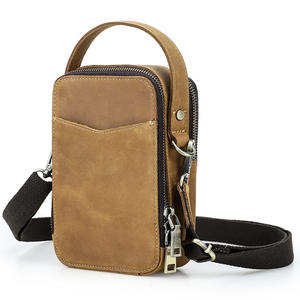 Sac bandoulière vintage en cuir véritable pour homme, petit sac messager, sac à bandoulière, chaînes, imperméable, vente en gros - Product Image 3