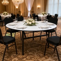 Ensemble de table à manger moderne de luxe pour 6 personnes, table ronde pliable blanche portable pour l'extérieur, table de banquet, table de bureau