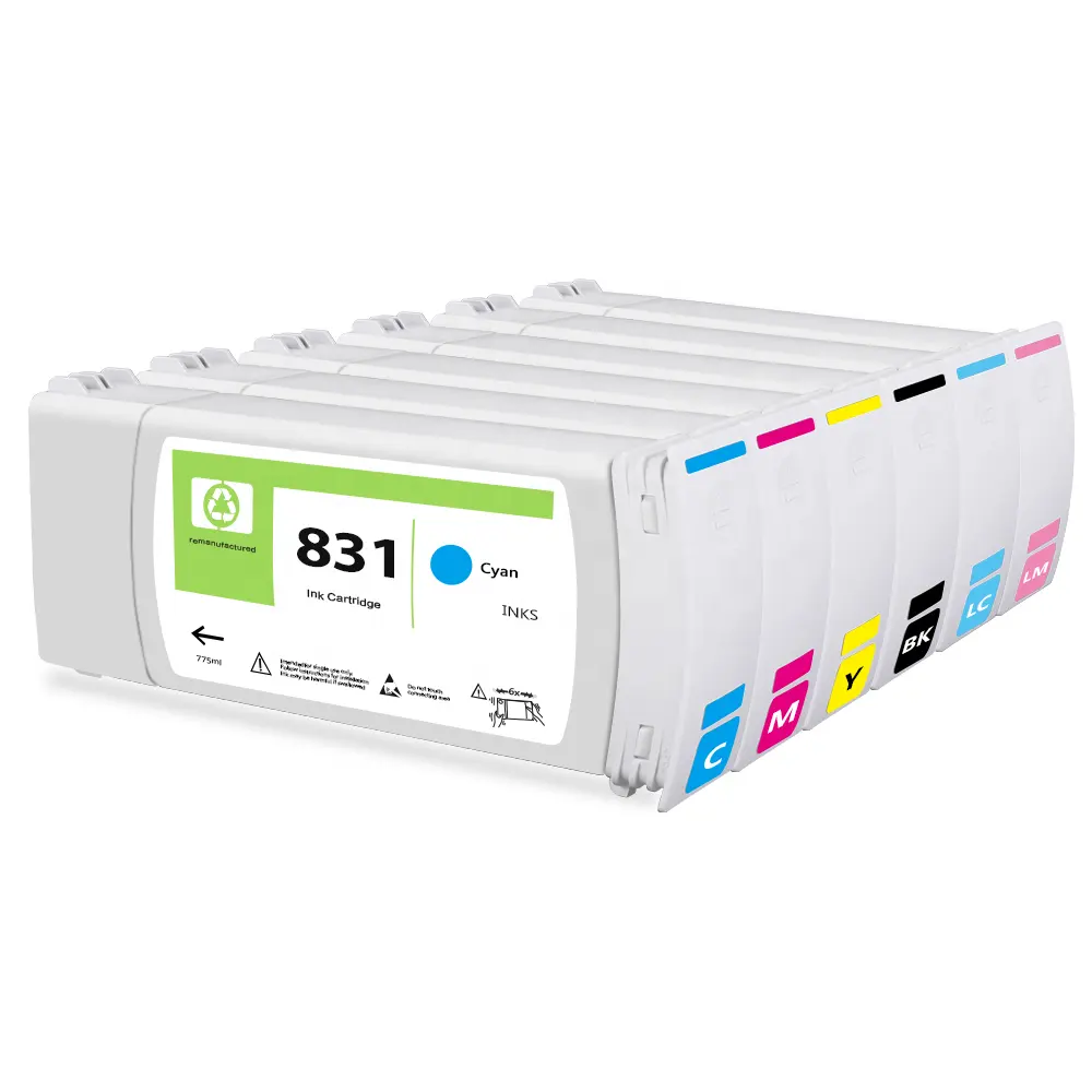 OCBESTJET Remanufactured Latex Ink 775ml Cartridge 831 For HP Latex 310/330/360/365 Printer with Imported Chips