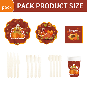 DAMAI Vajilla Desechable Biodegradable de Papel para Fiestas Temáticas de Otoño y Acción de Gracias, Platos y Vasos - Product Image 6