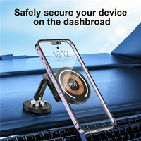 Support de téléphone magnétique sans fil universel en alliage de zinc 15W, rotatif à 360 degrés, pliable, pour tableau de bord