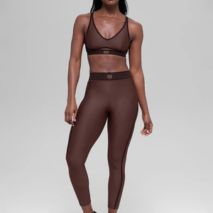 Ensemble <span class=keywords><strong>2</strong></span> pièces soutien-gorge de yoga en nylon respirant, confortable et réversible, couleur unie, coupe ajustée pour femme, idéal pour la gym, l'entraînement et le Pilates - Product Image 5