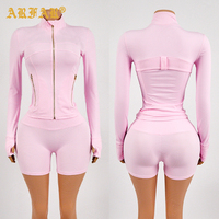 Ensemble de survêtement pour femme, imprimé guépard personnalisé, 3 pièces, veste de yoga zippée et short léopard, vêtements de sport pour femme, tenue d'été
