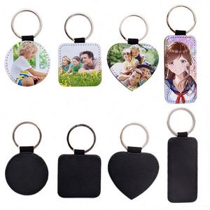 Sublimation Keychain Blanks Heat Round Rectangle Charms <b>Keyring</b> Sublimation Blank Personalize Custom DIY Leather Photo Key Chain - Product Image 6