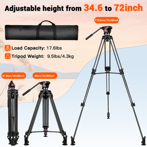 Trípode profesional de aluminio para teléfono móvil, patas telescópicas de carga de 10kg, soporte Vlog resistente con diseño plegable de nivel de burbuja - Product Image 2