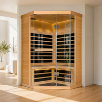 Sauna sec infrarouge moderne pour 3-4 personnes en bois massif de cèdre rouge/cèdre américain avec panneau de commande informatique et transom 4,5 kW
