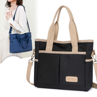 Sac fourre-tout décontracté pour femme de grande capacité, style coréen, en toile, avec fermeture ouverte, doublure en cuir véritable, sangle chaîne de luxe