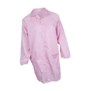Esd Garmen dengan Gaun Pengunjung Benang Konduktif Jas Lab Dapat Digunakan Kembali Gaun Lab dengan Kancing atau Ritsleting Tersedia