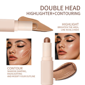 Stick de contour et illuminateur 2-en-1 double embout, stylo de maquillage visage pailleté, bronzant, OEM ODM, marque privée, cosmétiques en gros OEM ODM - Product Image 3