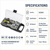 HEHE Ensemble de tournevis à cliquet et de douilles 44 pièces, embouts en acier S2, kit d'outils CR-V avec étui portable pour la réparation
