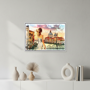 Venice Italy <b>Canvas</b> Print: Abstract Woman, Tempered Glass Wall Art,WHITE <b>FRAMED</b> <b>CANVAS</b> - Product Image 3