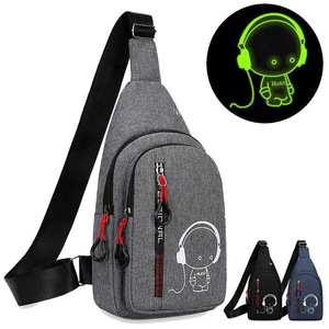 Men's Chest Bag Oxford Cloth Gray Black Blue Printing Fashionable Leisure Travel Crossbody Bag Multi Layer Outdoor Use - Product Image 3