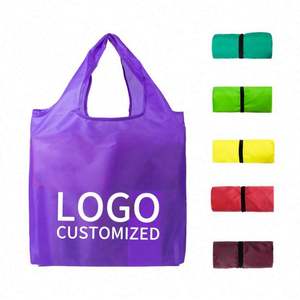 Sac de courses pliable en polyester vierge avec logo personnalisé, écologique et réutilisable, type fourre-tout enroulable - Product Image 1